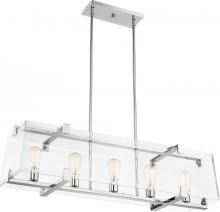 Nuvo 60/6295 - Shelby - 5 Light Island Pendant with Clear Belveled Glass - Polished Nickel Finish