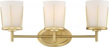 Nuvo 60/6533 - Serene - 3 Light Wall Sconce with Satin White Glass - Natural Brass Finish