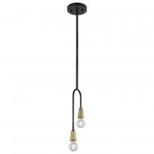 Nuvo 60/7728 - Isle; 2 Light Mini Pendant; Candelabra Base; 60 Watt; Black And Natural Brass Finish