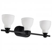 Nuvo 60/8023 - Russel; 3 Light Vanity; Matte Black with Satin White Glass