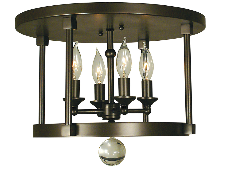 4-Light Polished Nickel Compass Flush / Semi-Flush Mount