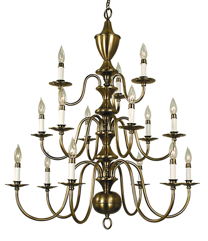 15-Light Antique Brass Jamestown Foyer Chandelier