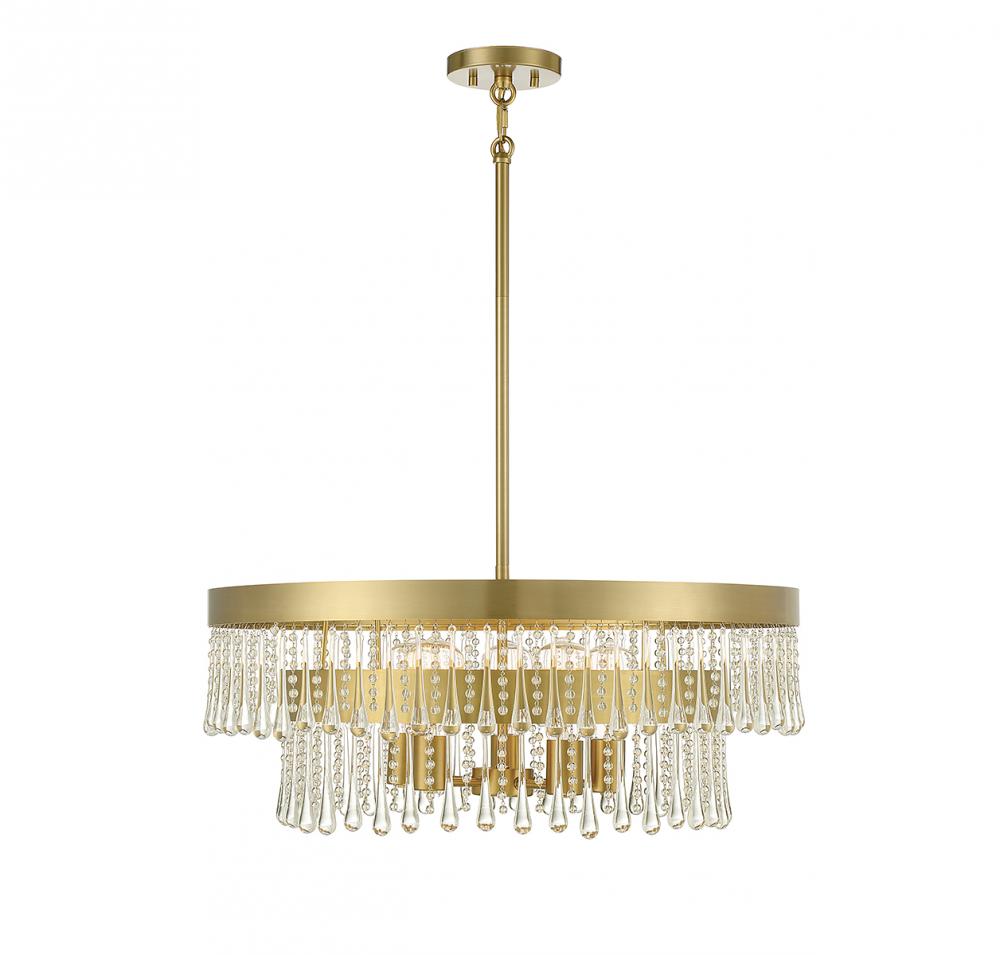 6-Light Pendant in Natural Brass