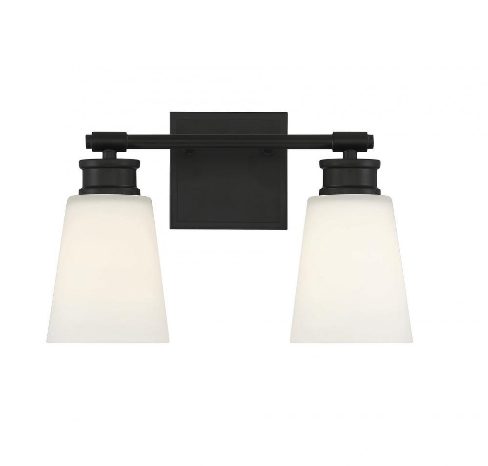 2-Light Bathroom Vanity Light in Matte Black