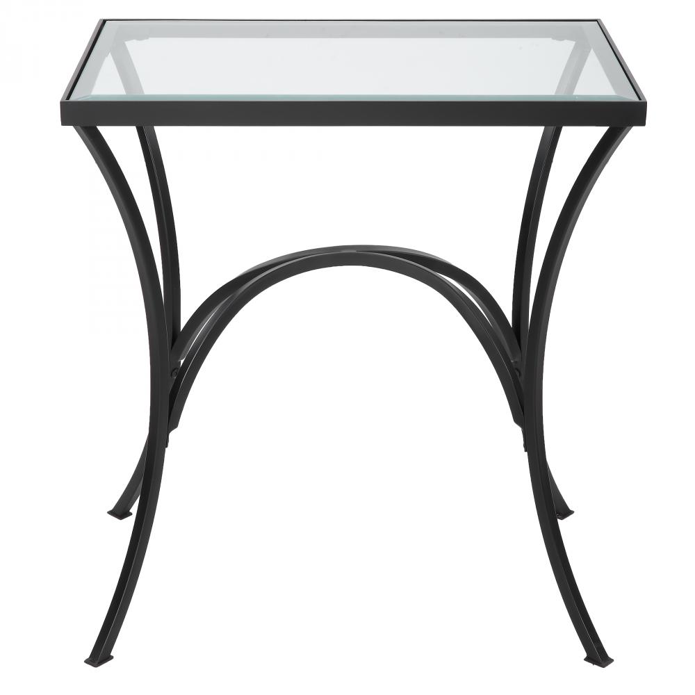 Alayna Black Metal & Glass End Table