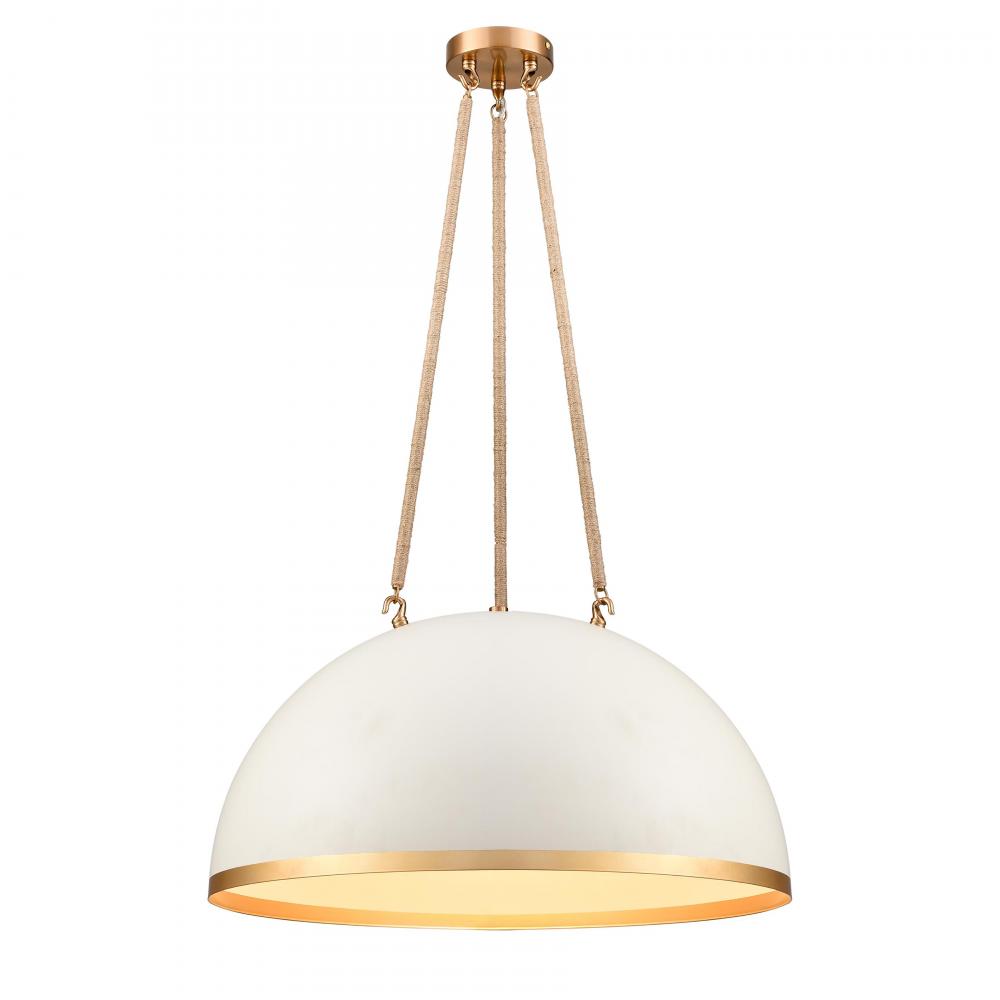 Downington 23.5'' Wide 4-Light Pendant - Satin Brass with Matte White