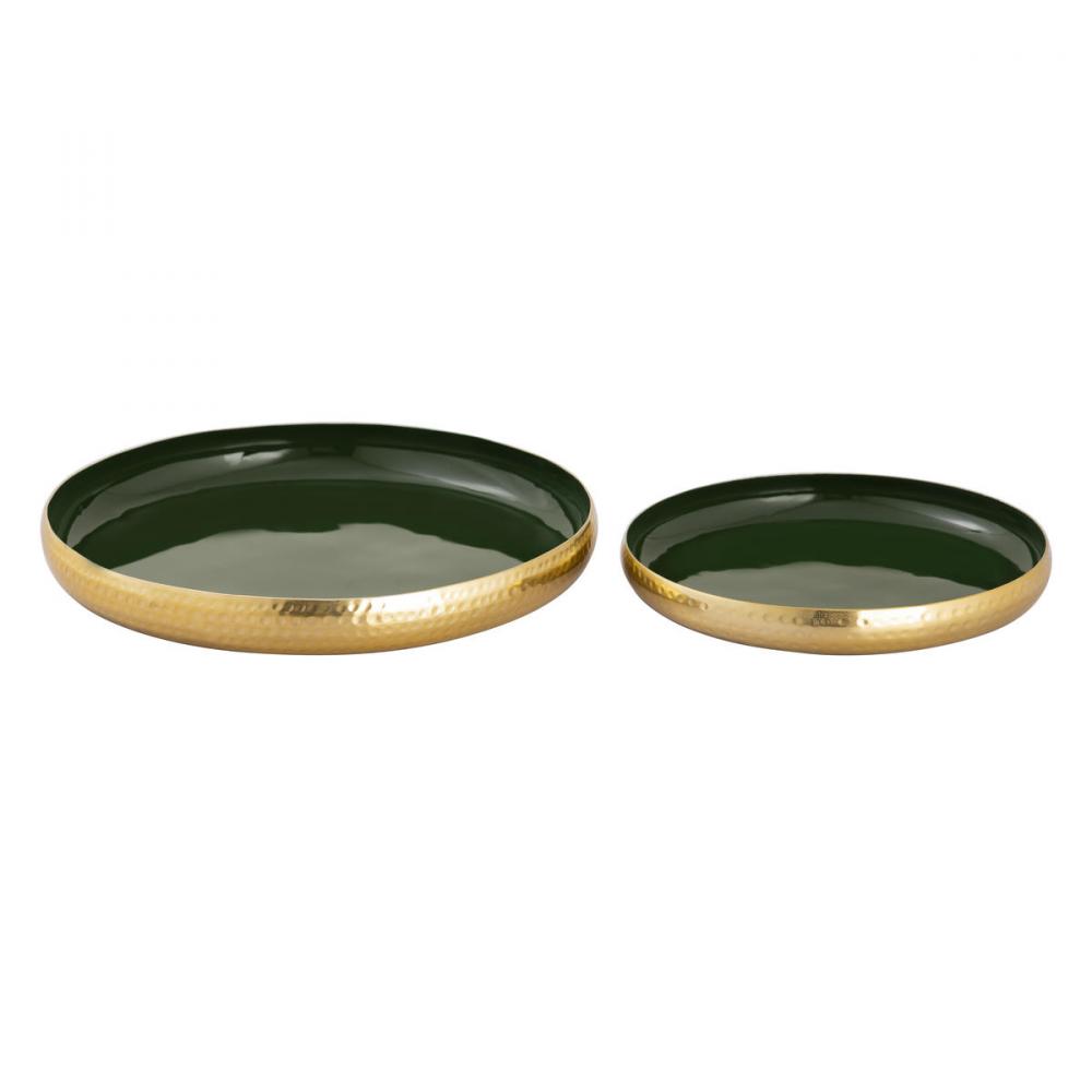 Nelson Tray - Set of 2 Dark Green Enamel (2 pack)